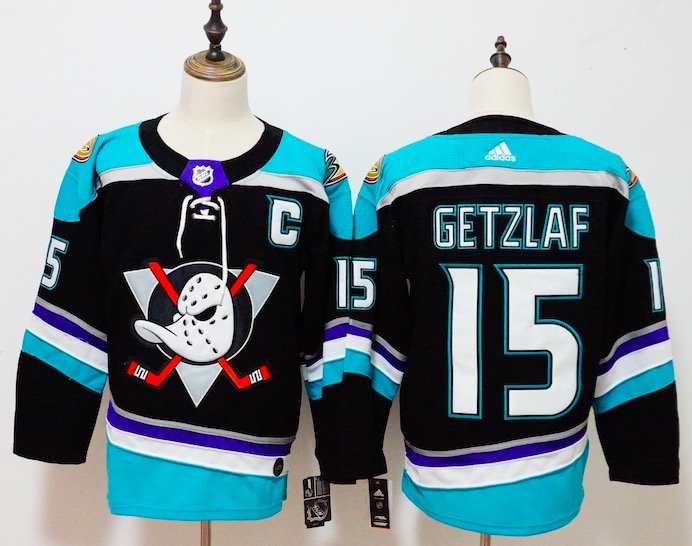 Adidas NHL Anaheim Ducks #15 Getzlaf Black Blue Jersey
