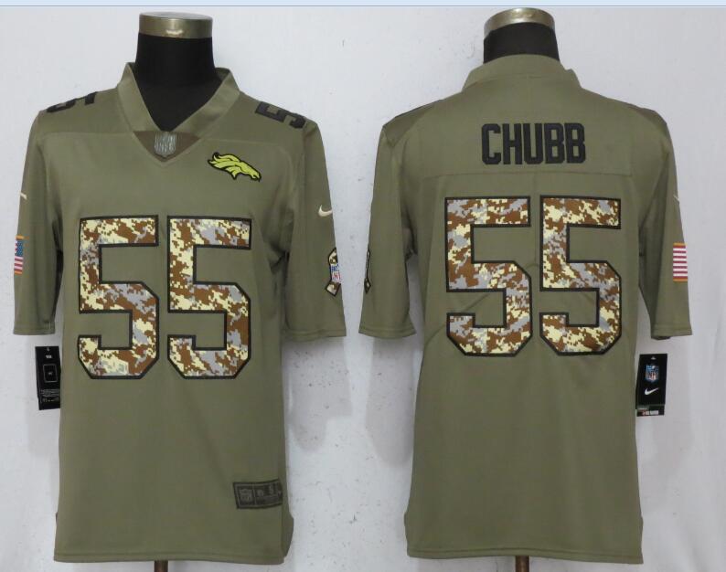 NEW Nike Denver Broncos 55 Chubb Olive Camo Carson Salute to Service Limited Jersey