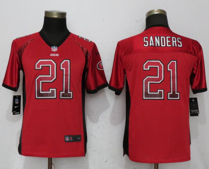 Youth NEW Nike San Francisco 49ers 21 Sanders Drift Fashion Red Jersey