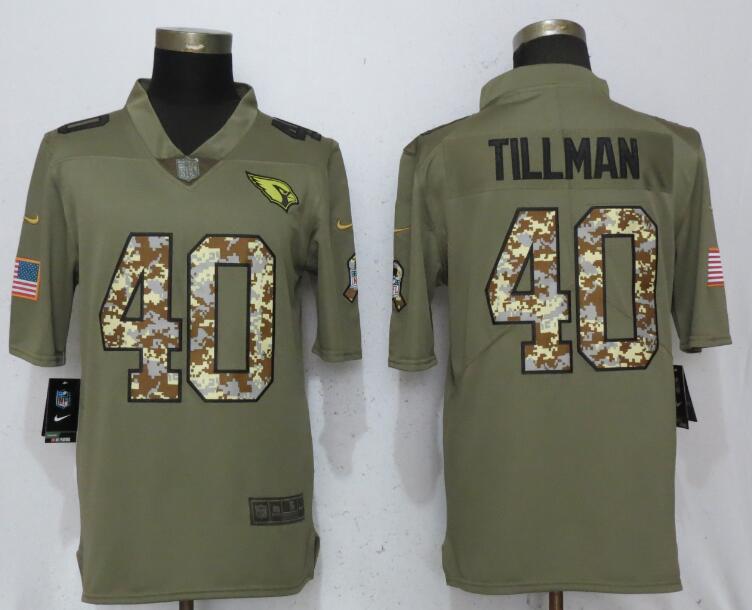 New Nike Arizona Cardinals 40 Tillman Olive Camo Carson Salute to Service Limited Jersey