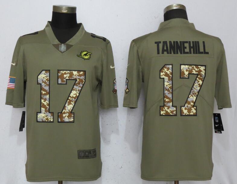 New Nike Miami Dolphins 17 Tannehill OliveCamo Carson Salute to Service Limited Jersey
