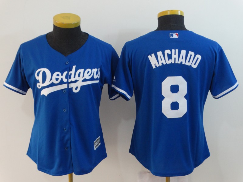 Womens MLB Los Angeles Dodgers #8 Machado Blue Jersey