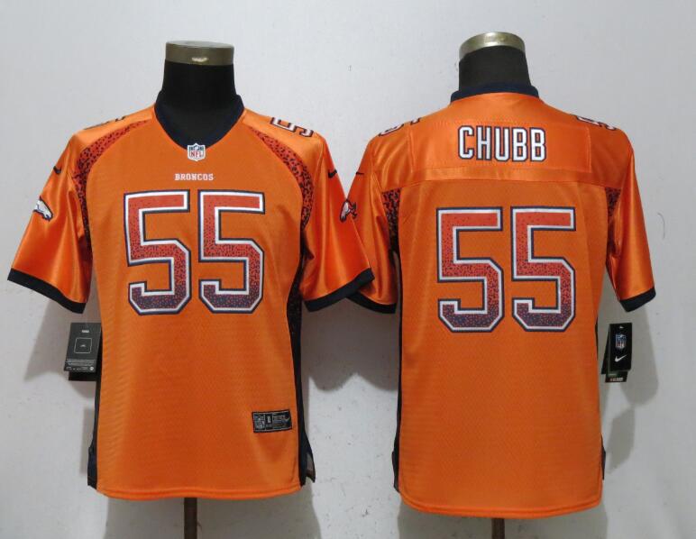 Womens NEW Nike Denver Broncos 55 Chubb Drift Fashion Orange Jersey