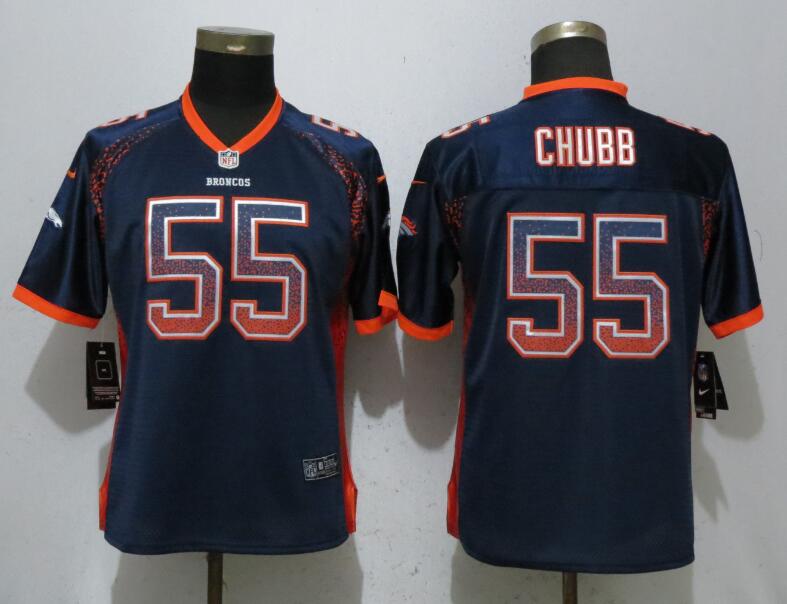 Womens Nike Denver Broncos #55 Chubb Drift Fashion Blue Jersey