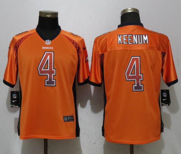 Womens Nike Denver Broncos #4 Keenum Drift Fashion Orange Jersey