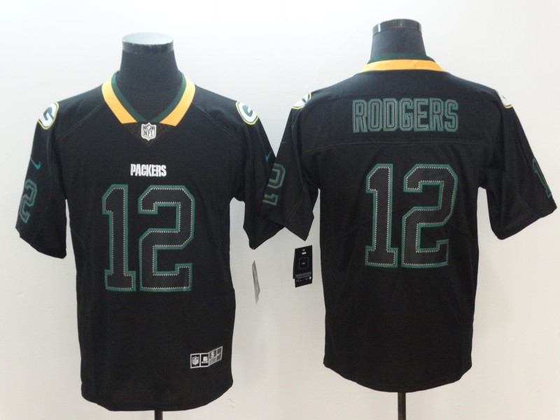 NFL Green Bay Packers #12 Rodgers Legand Shadow Limited Black Jersey