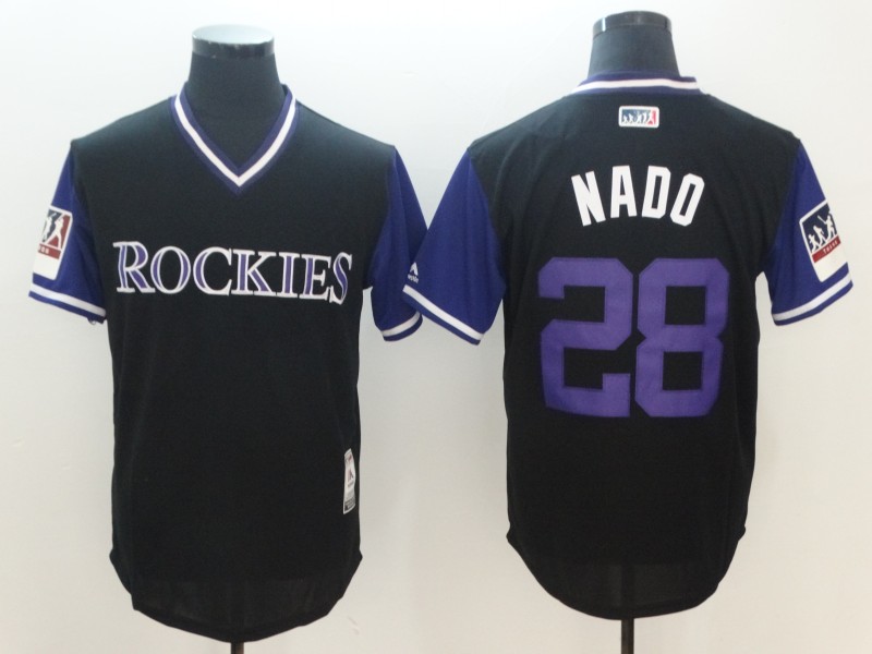 MLB Colorado Rockies #28 Nado All Rise Purple Pullover New Jersey