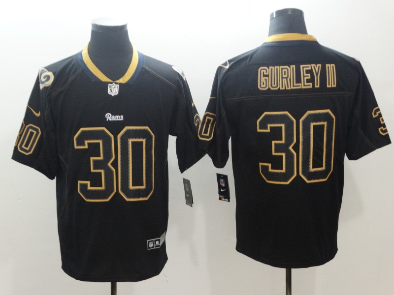 NFL Los Angeles Rams #30 Gurley II Lights Out Shawdow Jersey