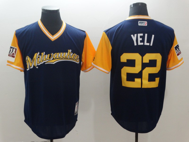 MLB Milwaukee Brewers #22 Yeli Pullover All Rise Jersey