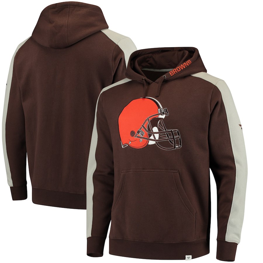 Cleveland Browns NFL Pro Line by Fanatics Branded Iconic Pullover Hoodie  BrownHeathered Gray