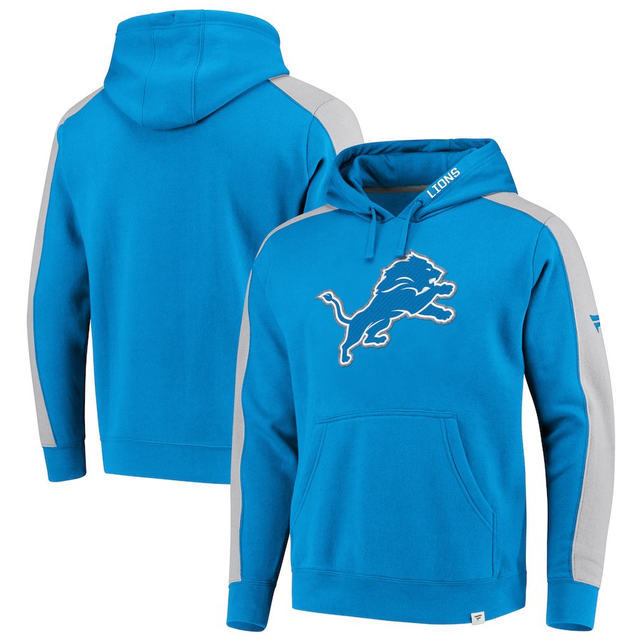 Detroit Lions NFL Pro Line by Fanatics Branded Iconic Pullover Hoodie  BlueHeathered Gray