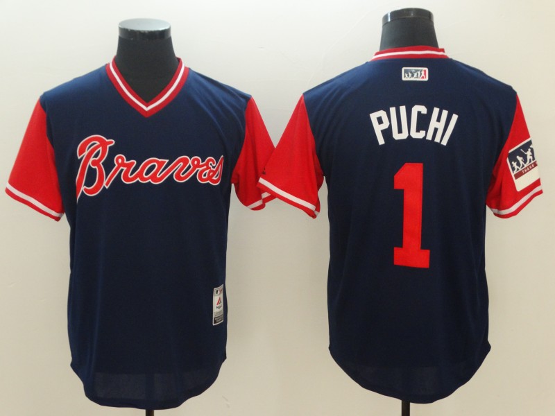 MLB Atlanta Braves #1 Puchi Pullover All Rise Blue Jersey