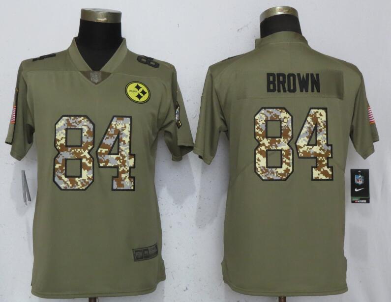 Womens Nike Pittsburgh Steelers #84 Brown Olive Camo Carson Salute to Service Jersey