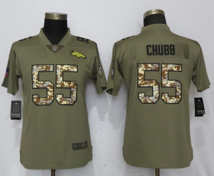Womens Nike Denver Broncos #55 Chubb Olive Camo Carson Salute to Service Jersey