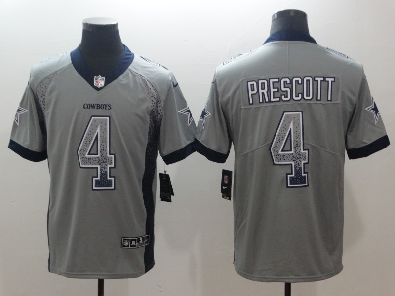 NFL Dallas Cowboys #4 Prescott Grey Drift Fashion Vapor Limited Jersey