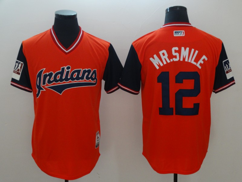 MLB Cleveland Indians #12 MR. Smile Pullover All Rise Jersey