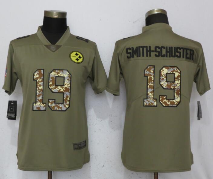 Womens Nike Pittsburgh Steelers #19 Smith-Schuster Olive Camo Carson Salute to Service Jersey