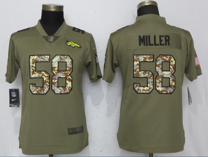 Womens Nike Denver Broncos #58 Miller Olive Camo Carson Salute to Service Jersey