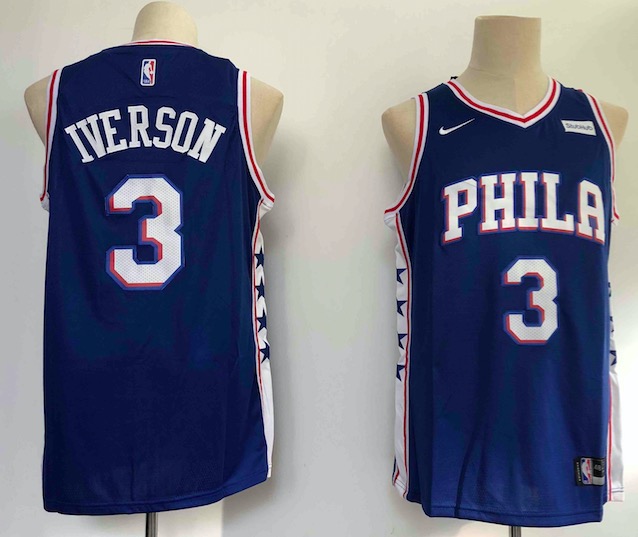 NBA Philadelphia 76ers #3 Iverson Blue Jersey