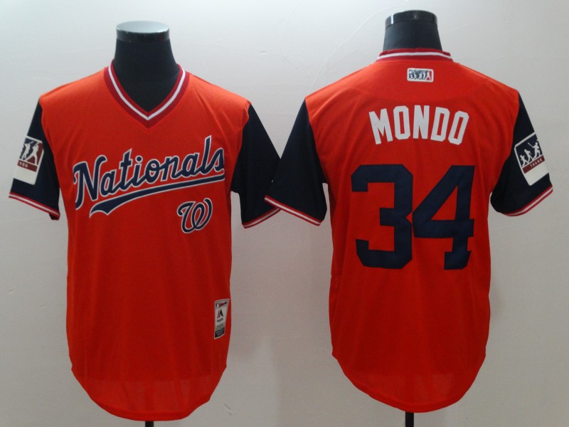 MLB Washington Nationals #34 Mondo Pullover All Rise Red Jersey