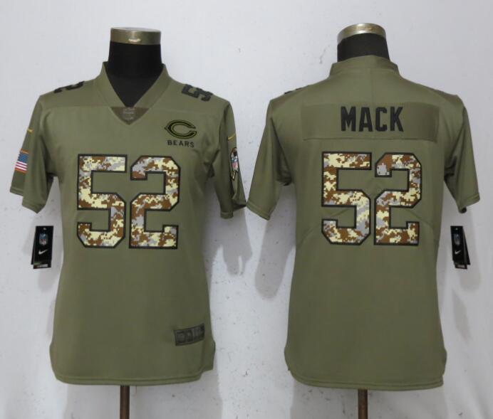 Womens Nike Chicago Bears 52 Mack Olive Camo Carson Salute to Service Jersey