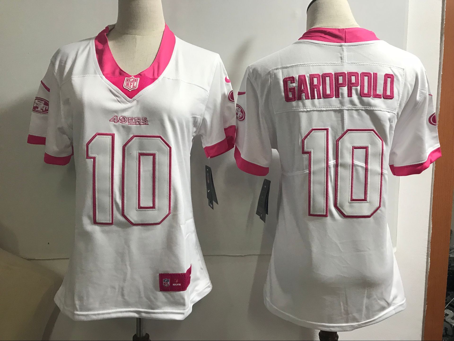 Womens San Francisco 49ers #10 Garoppolo White Pink Limited Jersey