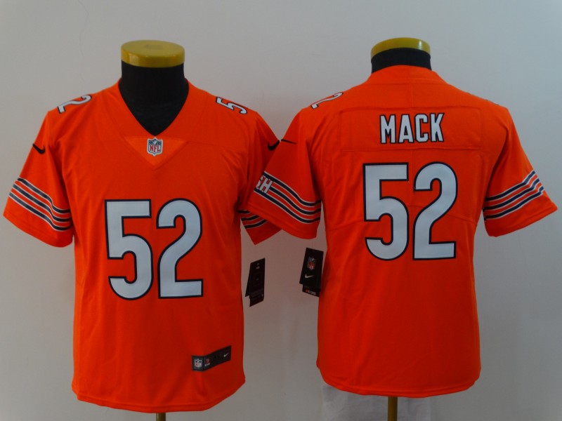 Kids NFL Chicago Bears #52 Mack Orange Vapor Jersey