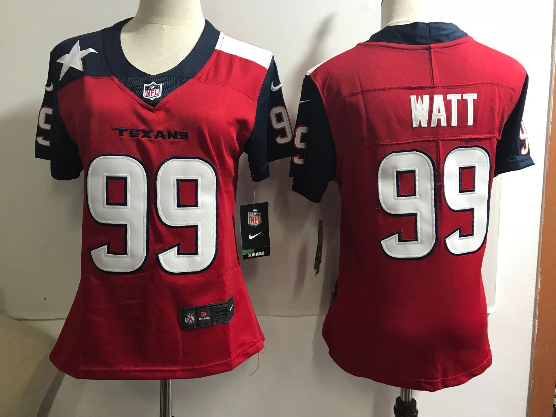 Womens NFL Houston Texans #99 Watt Red New Jersey