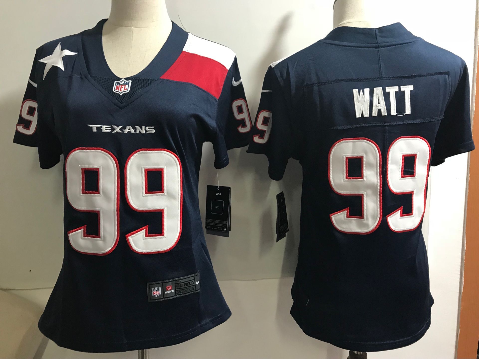 Womens NFL Houston Texans #99 Watt Blue New Jersey