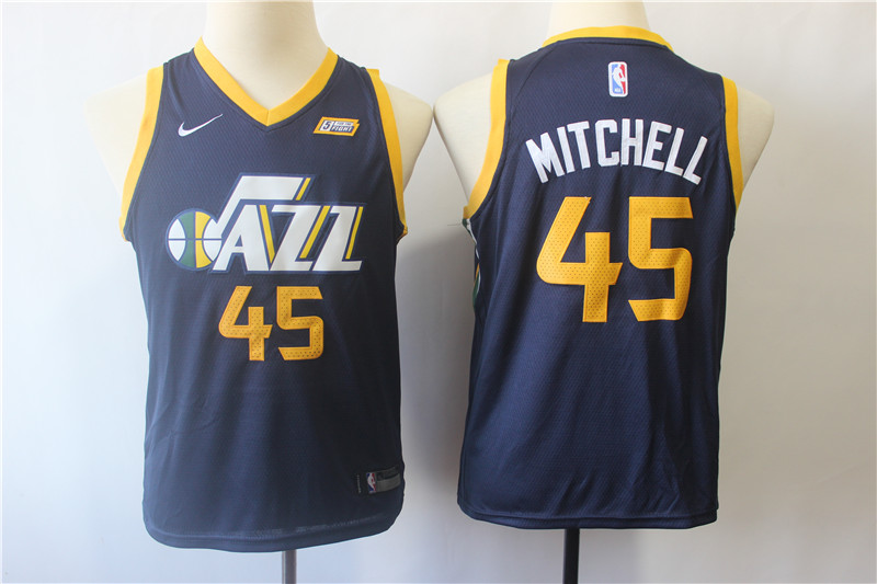 Kids NBA Utah Jazz #45 Mitchell Blue Jersey