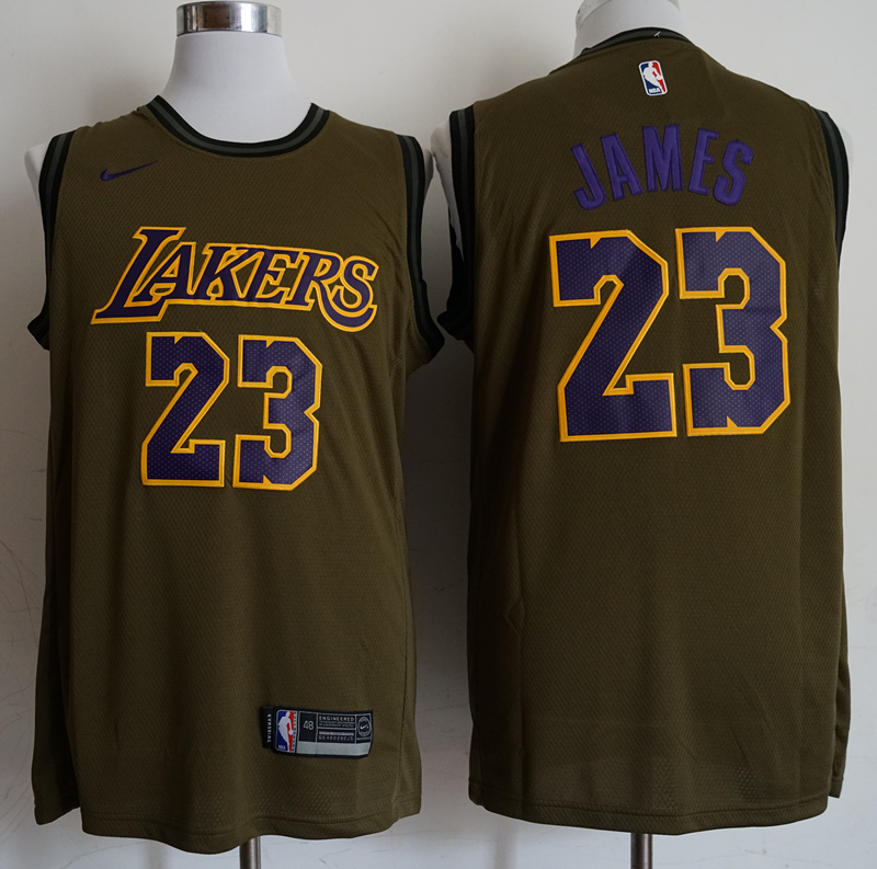 NBA Los Angeles Lakers #23 James Olive Green Jersey