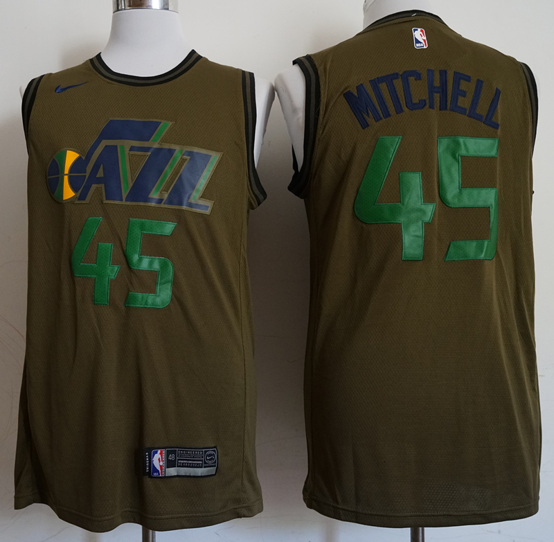 NBA Utah Jazz #45 Mitchell Olive Green Jersey
