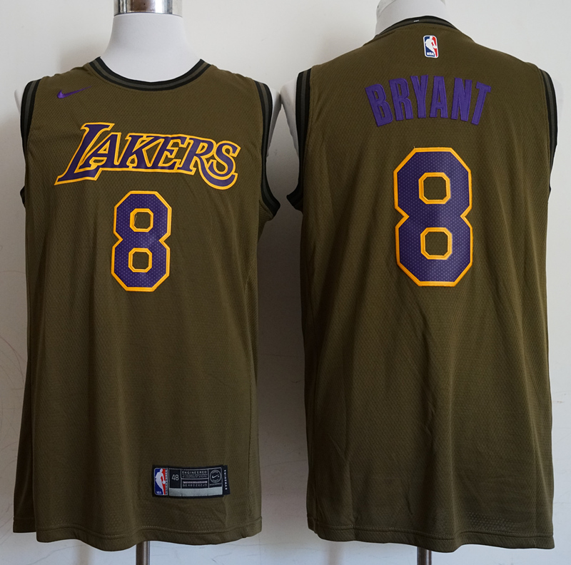 NBA Los Angeles Lakers #8 Bryant Olive Green Jersey