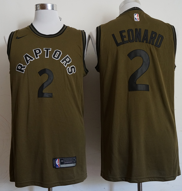 NBA Toronto Raptors #2 Leonard Olive Green Jersey