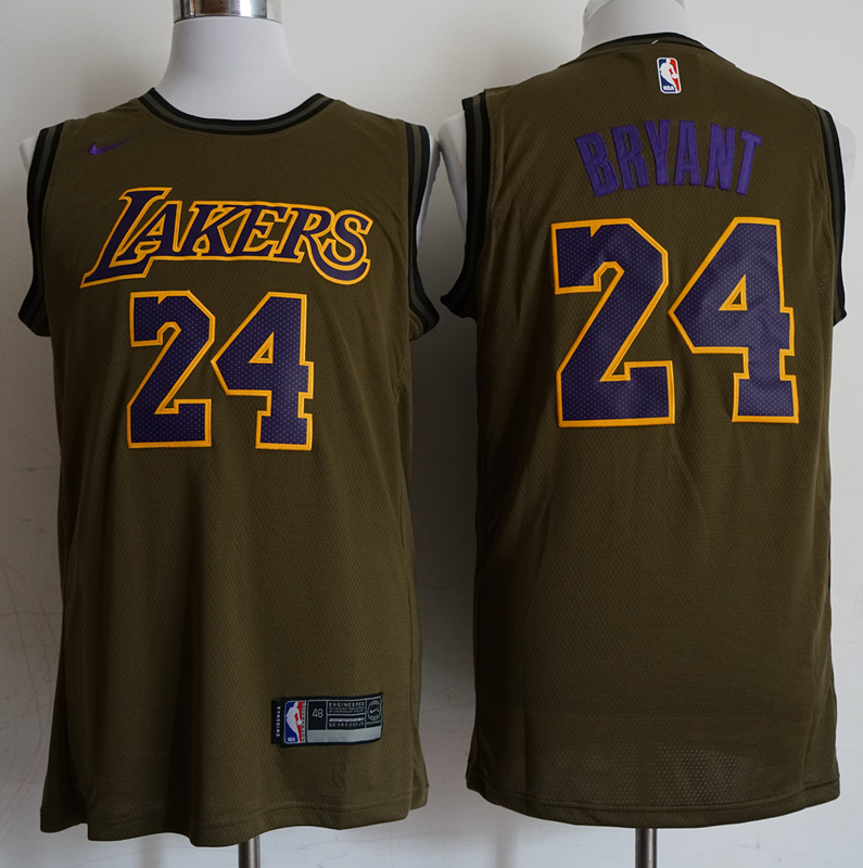 NBA Los Angeles Lakers #24 Bryant Olive Green Jersey