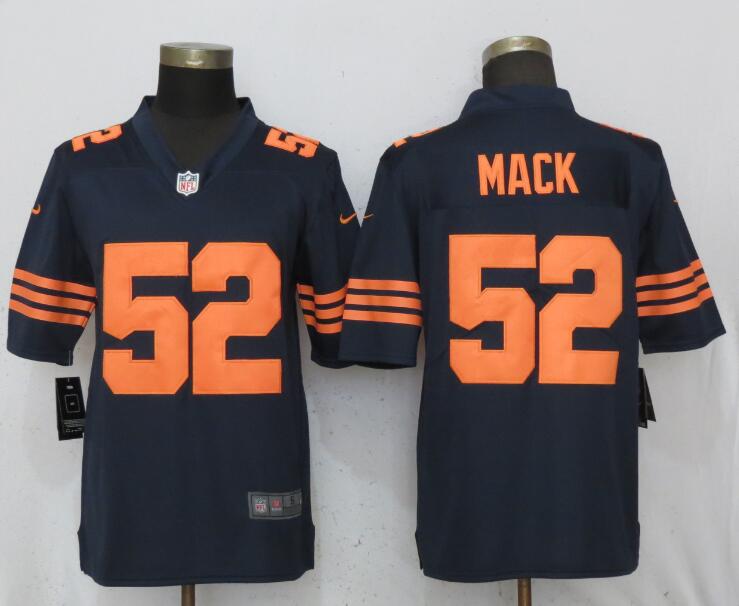 New Nike Chicago Bears 52 Mack Blue Trubisky Nike Navy Throwback Game Jersey