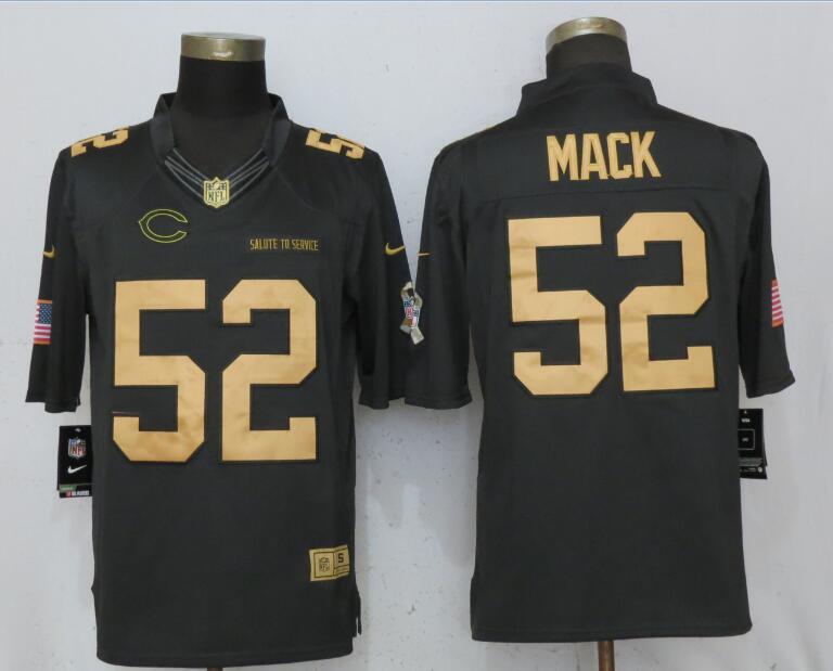 New Nike Chicago Bears 52 Mack Gold Anthracite Salute To Service Limited Jersey  