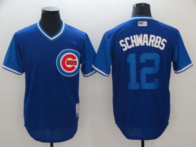 MLB Chicago Cubs #12 Schwarbs Blue Pullover Jersey