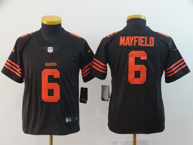 Kids NFL Cleveland Browns #6 Mayfield Vapor Limited Brown Jersey