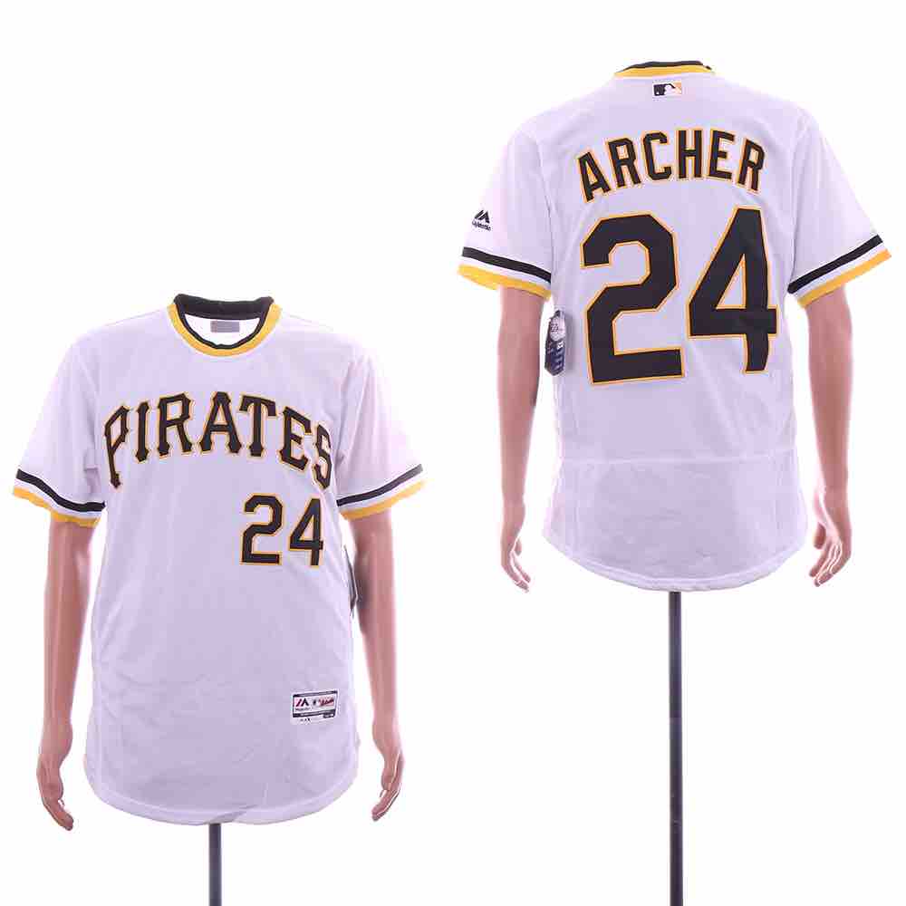 MLB Pittsburgh Pirates #24 Archer White Elite Jersey