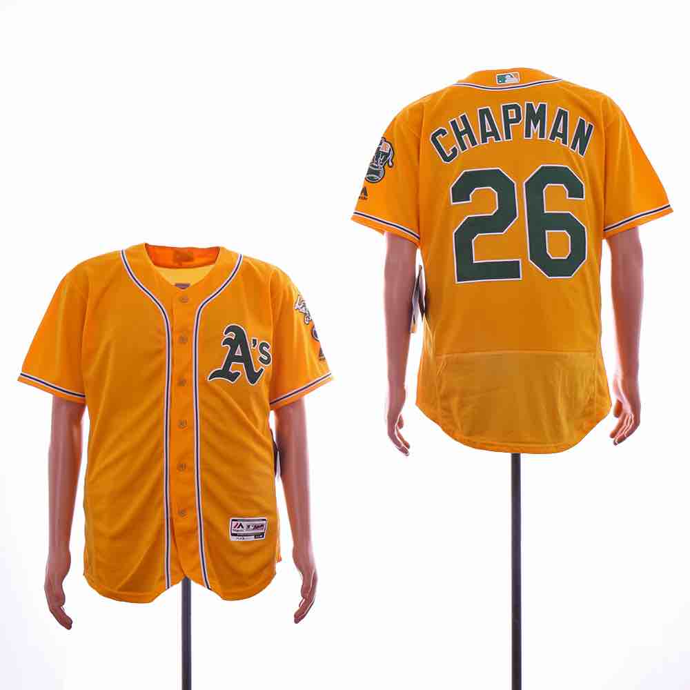 MLB Oakland Athletics #26 Chapman Yellow Elite Jersey