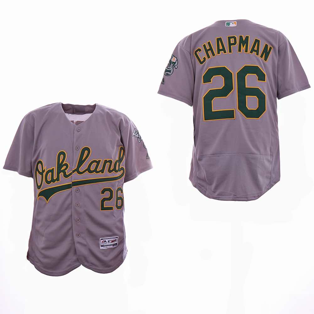 MLB Oakland Athletics #26 Chapman Grey Elite Jersey