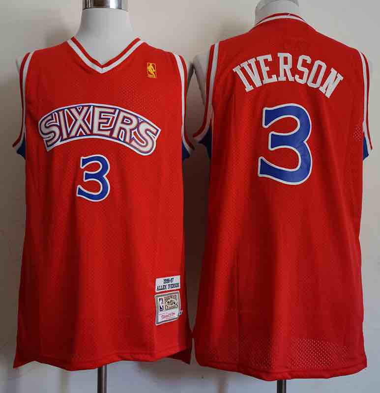 Nike NBA Philadelphia 76ers #3 Iverson Red Jersey