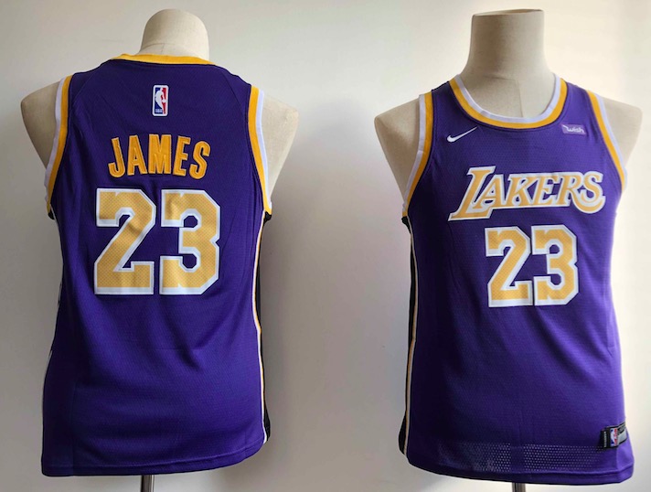 Kids NBA Los Angeles Lakers #23 James Purple Jersey