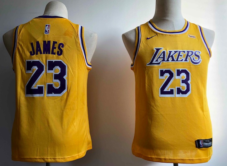 Kids NBA Los Angeles Lakers #23 James Yellow Jersey