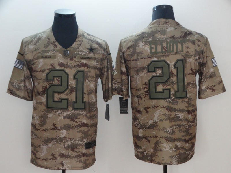 NFL Dallas Cowboys #21 Elliott Camo Salute to Service Limited Jersey