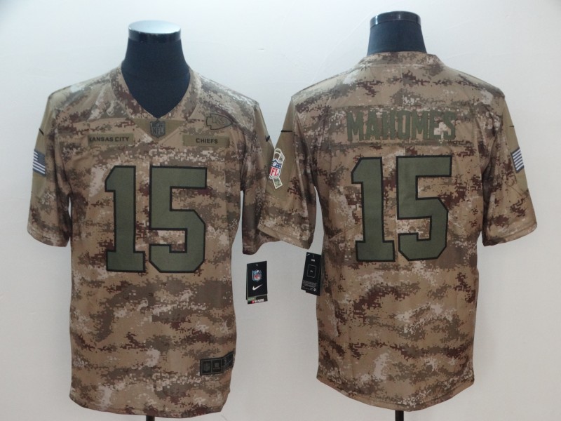 NFL Kansas City Chiefs #15 Mahomes Camo Salute to Service Limited Jersey