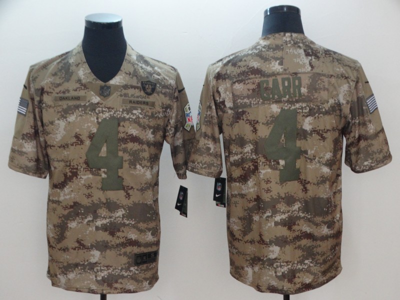 NFL Oakland Raiders #4 Carr Camo Salute to Service Lmited Jersey