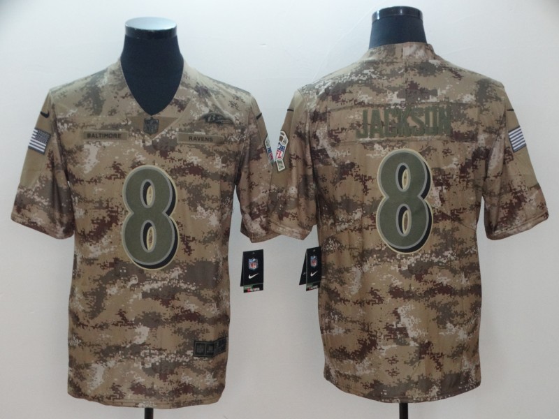 NFL Baltimore Ravens #8 Jackson Camo Salute To Service Limited Jersey