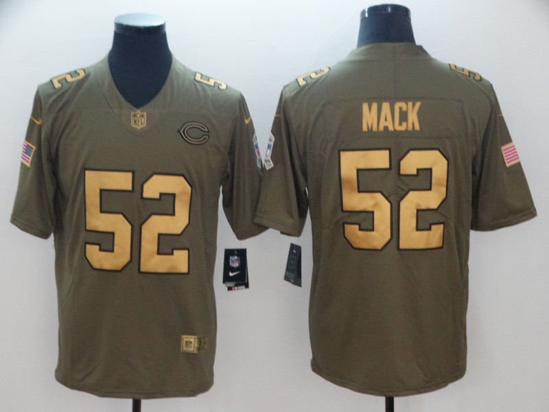 NFL Chicago Bears #52 Mack Salute To Service Limited Golden Jersey